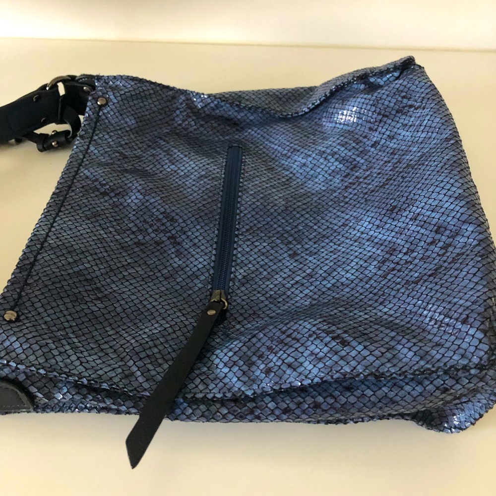 Blue Textured Handbag